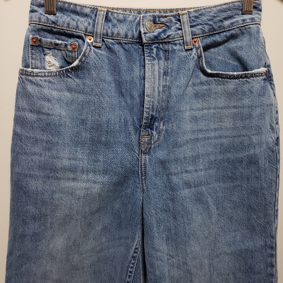 Moto TopShop High Waistline Raw Ankle Edges Denim Jeans S-28 - Picture 4 of 10